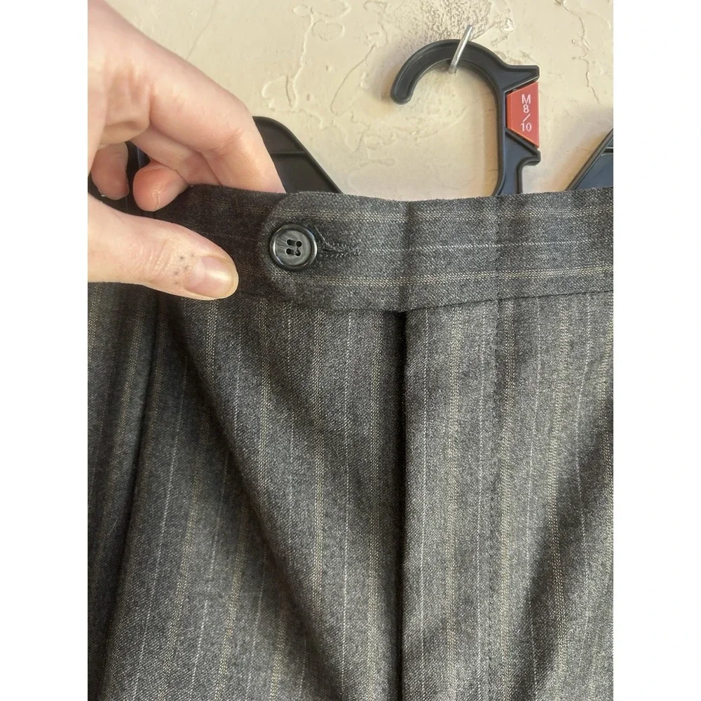 Hickey‎ Freeman 42L 38x33 Gray Multi-Stripe Mens 100% Worsted Wool Luxury Suit